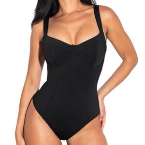 NWT TA3 Lifty Black Shapewear Swimsuit Lace Up Push Up Black Size Medium H/I